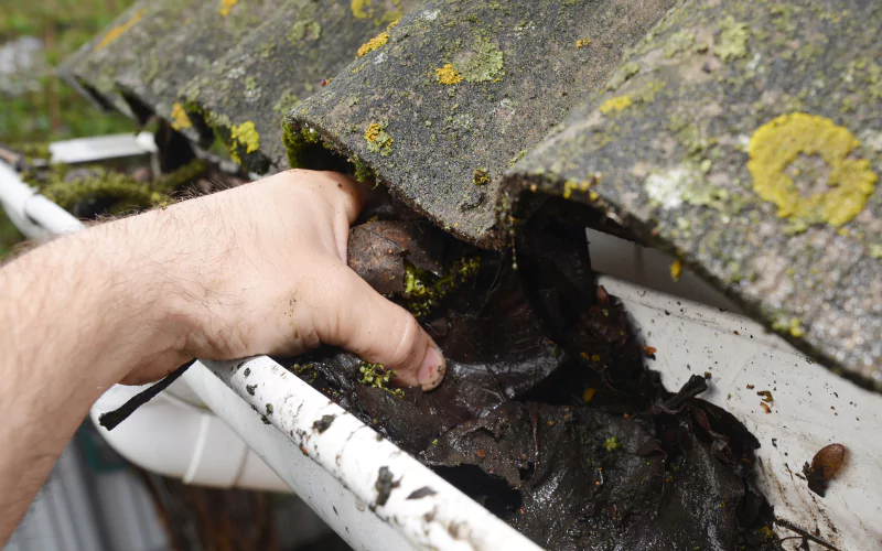 cleaning dirty gutters